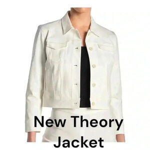 Theory Women's Button Crop Jacket Off White Size Small/Petite